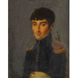 Portrait of a Young Soldier, oil on canvas. Probably Empire period. (W:22 x H:27 cm)