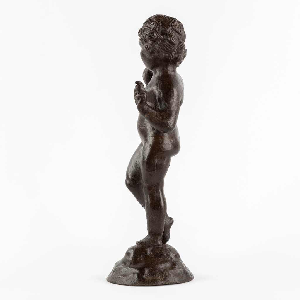 Figurine of a boy, cast-iron. (W:17 x H:53 cm) - Image 6 of 8