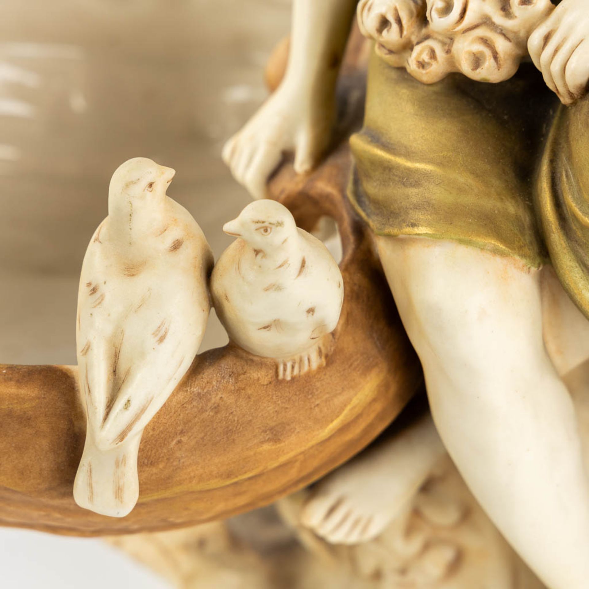 Royal Dux, a pair of vases and a lady with two baskets. Polychrome porcelain. (L:17 x W:36 x H:32 cm - Bild 15 aus 15