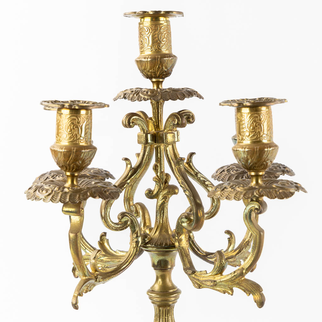 Two pairs of candelabra, bronze and cloisonné, Empire and Louis XVI style. (H:49 x D:26 cm) - Image 9 of 18