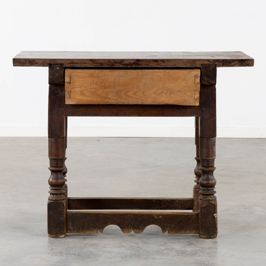 An antique side table, sculptured wood. (L:46 x W:97 x H:76 cm) - Image 6 of 14