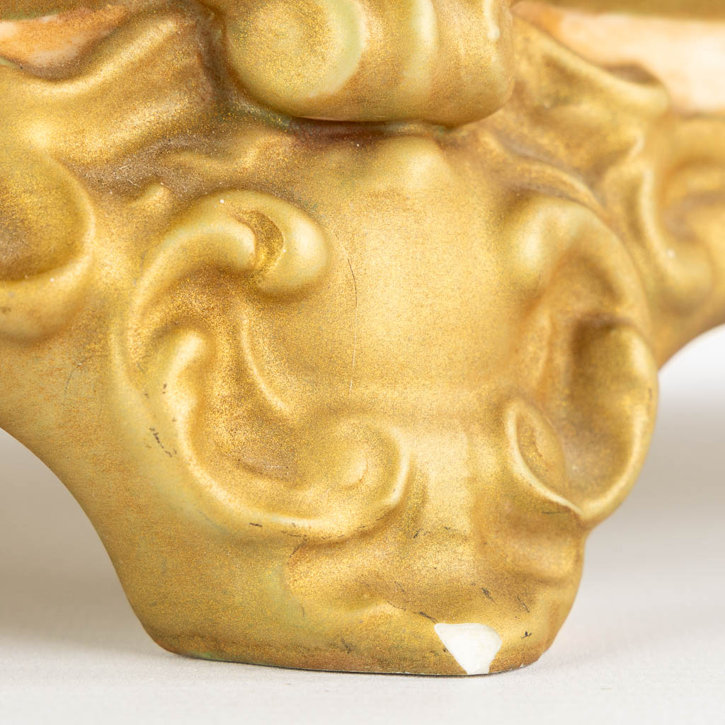 Royal Dux, a 'Sedan Chair', polychrome porcelain. (L:23 x W:37 x H:40 cm) - Image 14 of 15