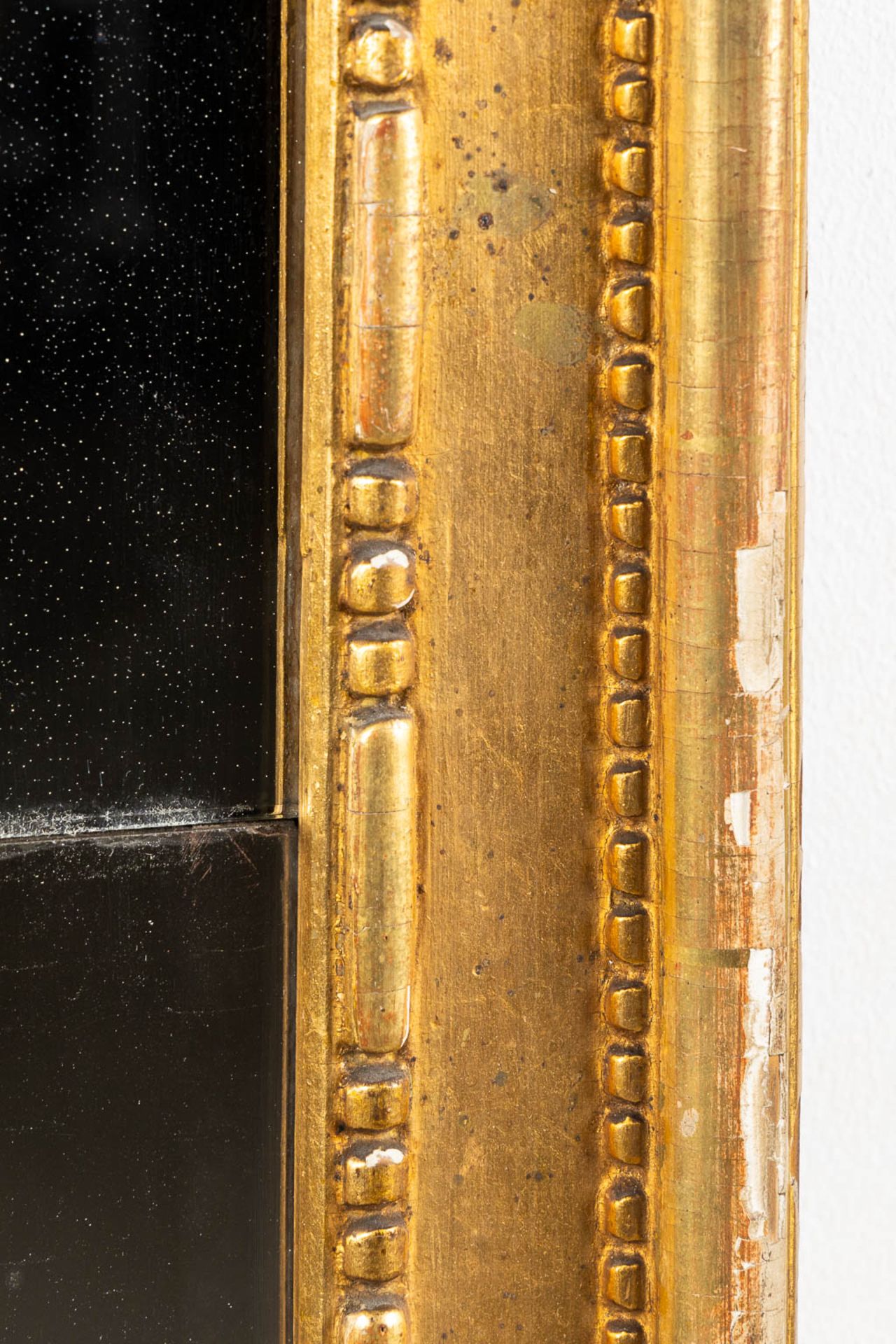 An antique mirror, gilt wood. Probably Scandinavia, Sweden. 19th C. (W:70 x H:178 cm) - Image 5 of 8