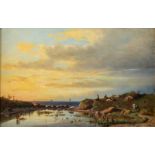 Jan Théodore KRUSEMAN (1835-1895) 'Ocean View at Dawn' 1861. (W:58,5 x H:37,5 cm)