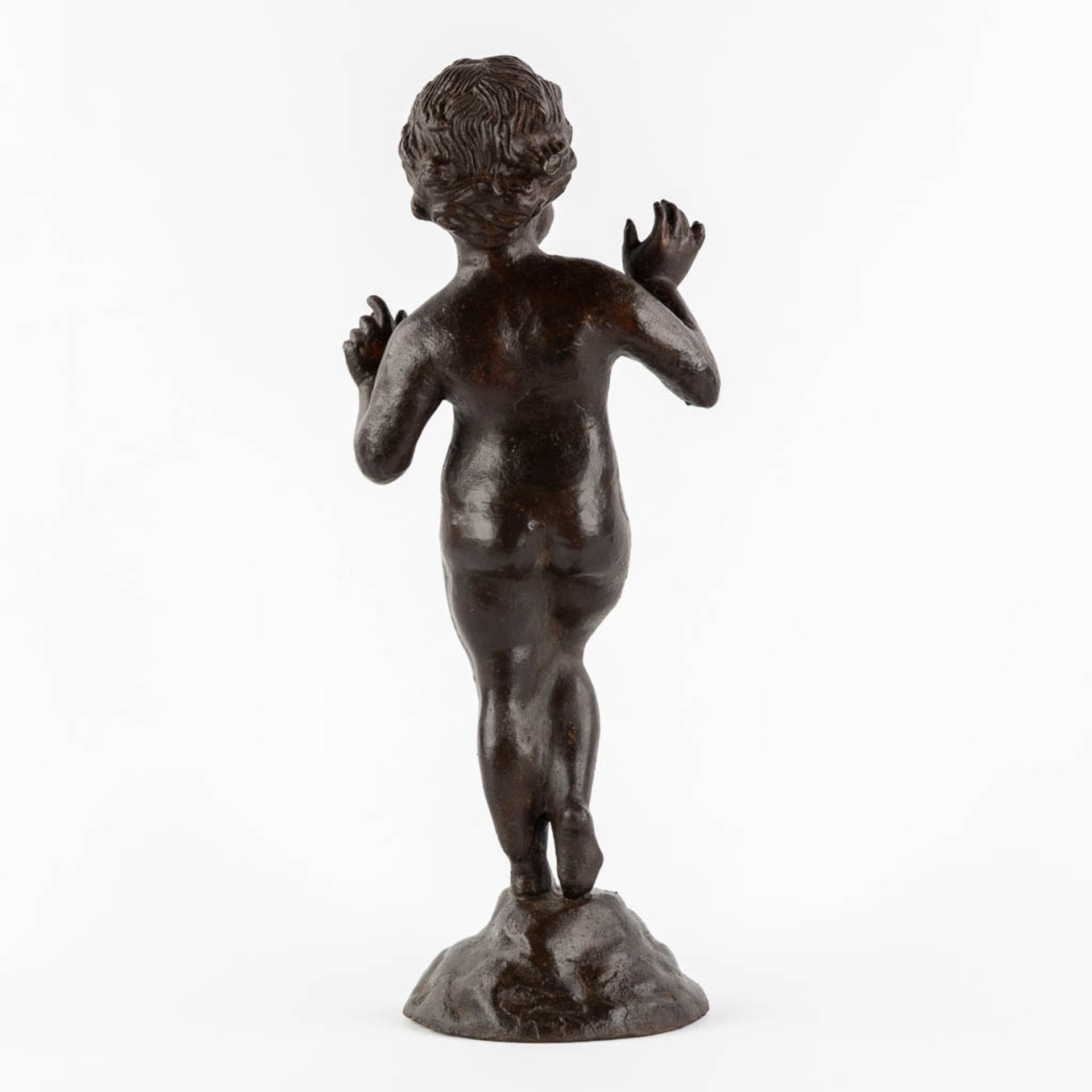 Figurine of a boy, cast-iron. (W:17 x H:53 cm) - Image 5 of 8