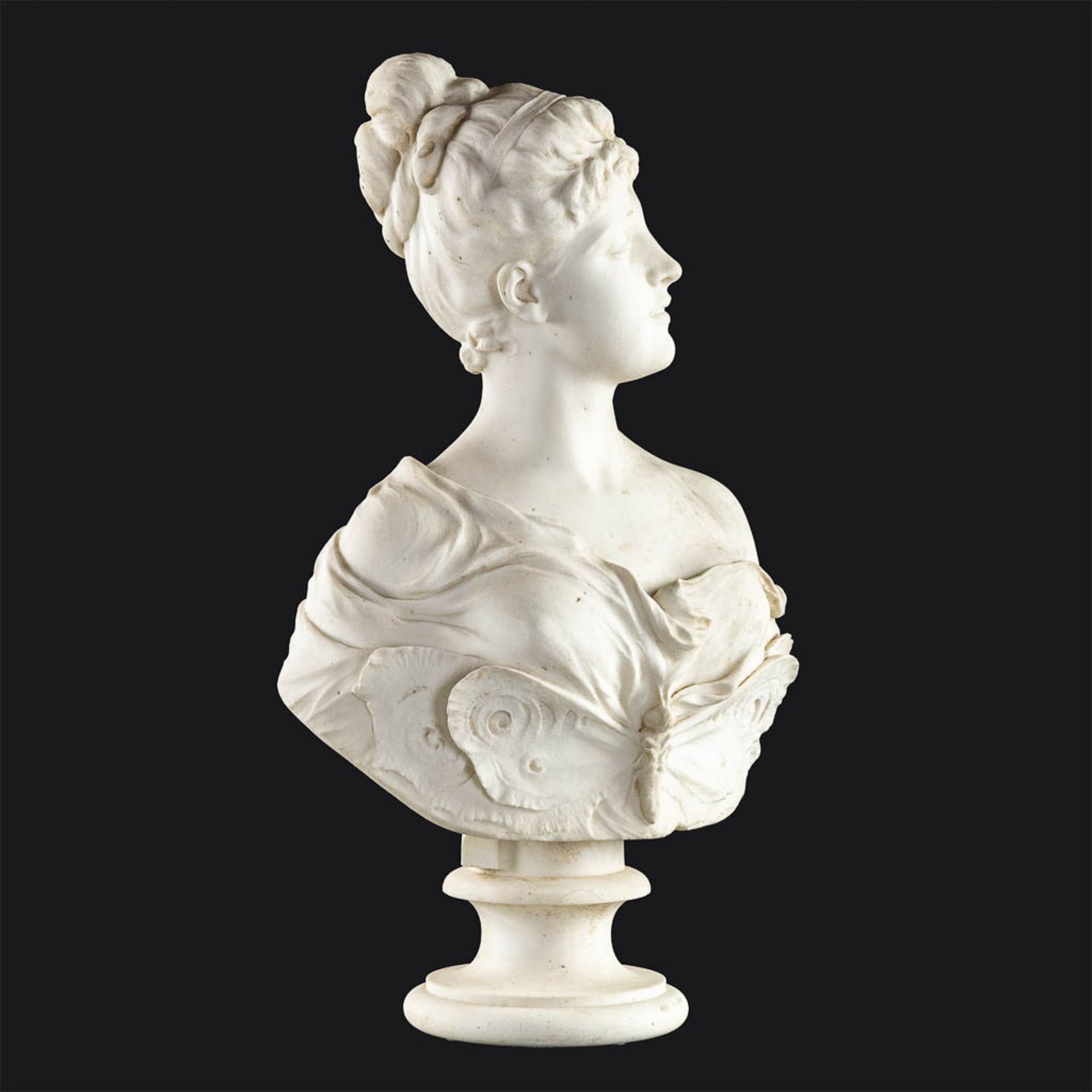 Studio of Orazio ANDREONI (1840-1895) 'Bust of a lady with butterfly, Femme au Papillon'. (L:29 x W: - Image 6 of 9