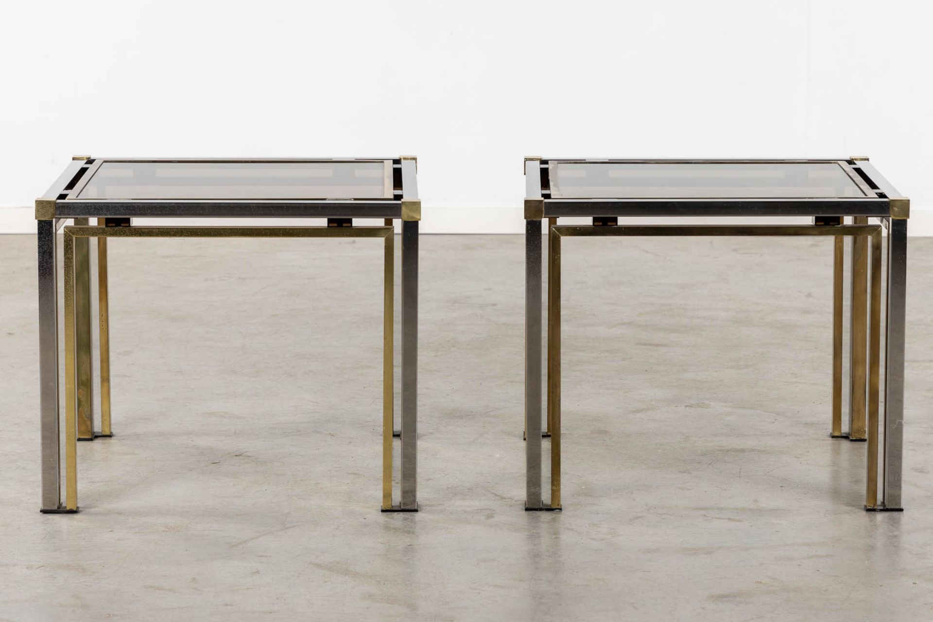 Four identical tables, brass and glass. Dewulf Selection / Belgo Chrome. (L:60 x W:60 x H:50 cm) - Image 8 of 12