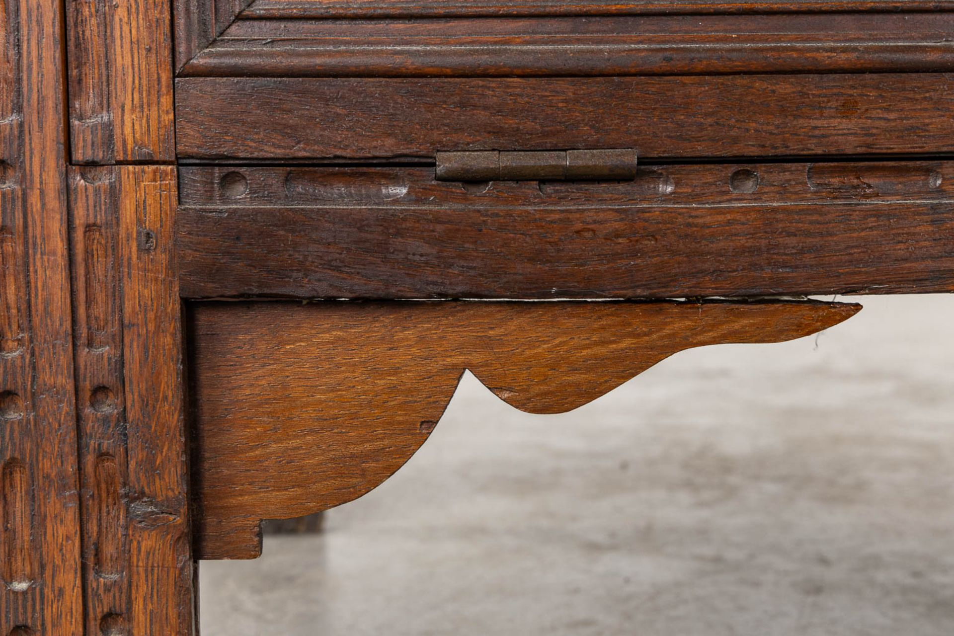 A chest with wood-sculptured panels. 19th C. (L:56 x W:120 x H:72 cm) - Image 7 of 11