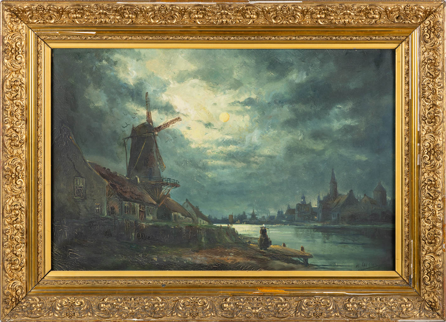 Jos VAN STEEN (XIX-XX) 'A Pendant: Night Views'. (W:89 x H:60 cm) - Image 3 of 15