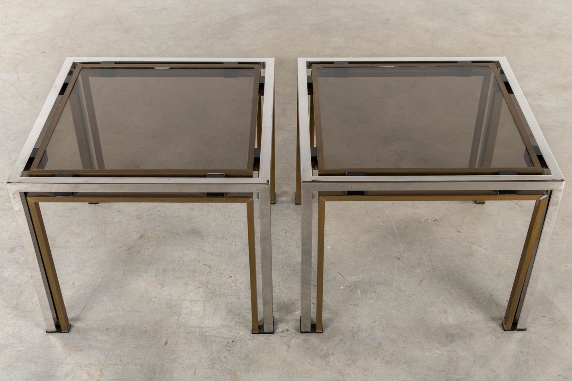 Four identical tables, brass and glass. Dewulf Selection / Belgo Chrome. (L:60 x W:60 x H:50 cm) - Image 6 of 12