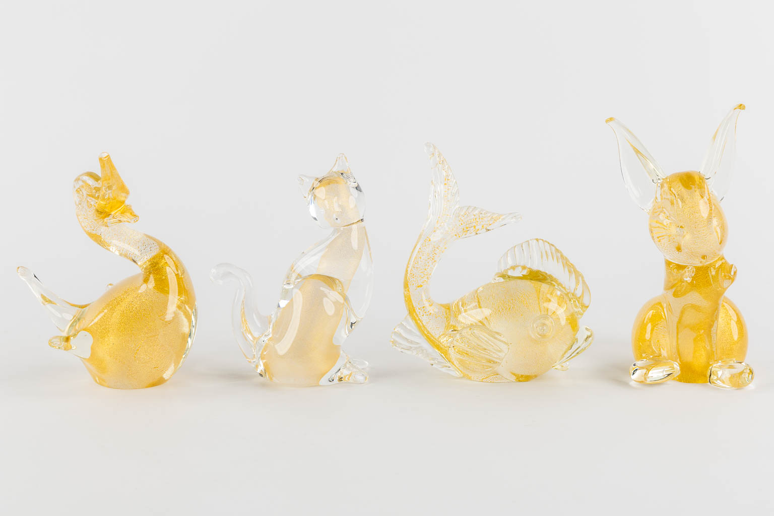 Val Saint Lambert and Murano, 9 glass figurines of animals. (H:19 cm) - Image 3 of 17