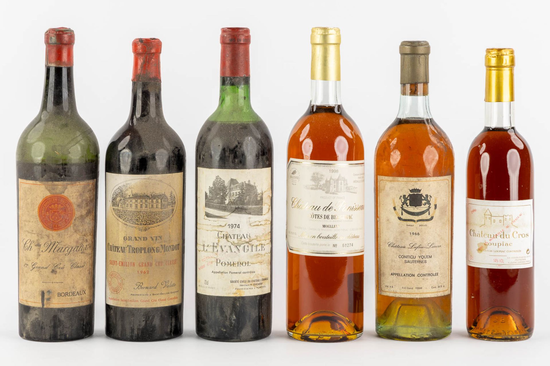 6 bottles wine, Chateau l' Evangile, Chateau Margaux, Chateau Troplong Mondot en 3 bottles sauternes - Image 2 of 9