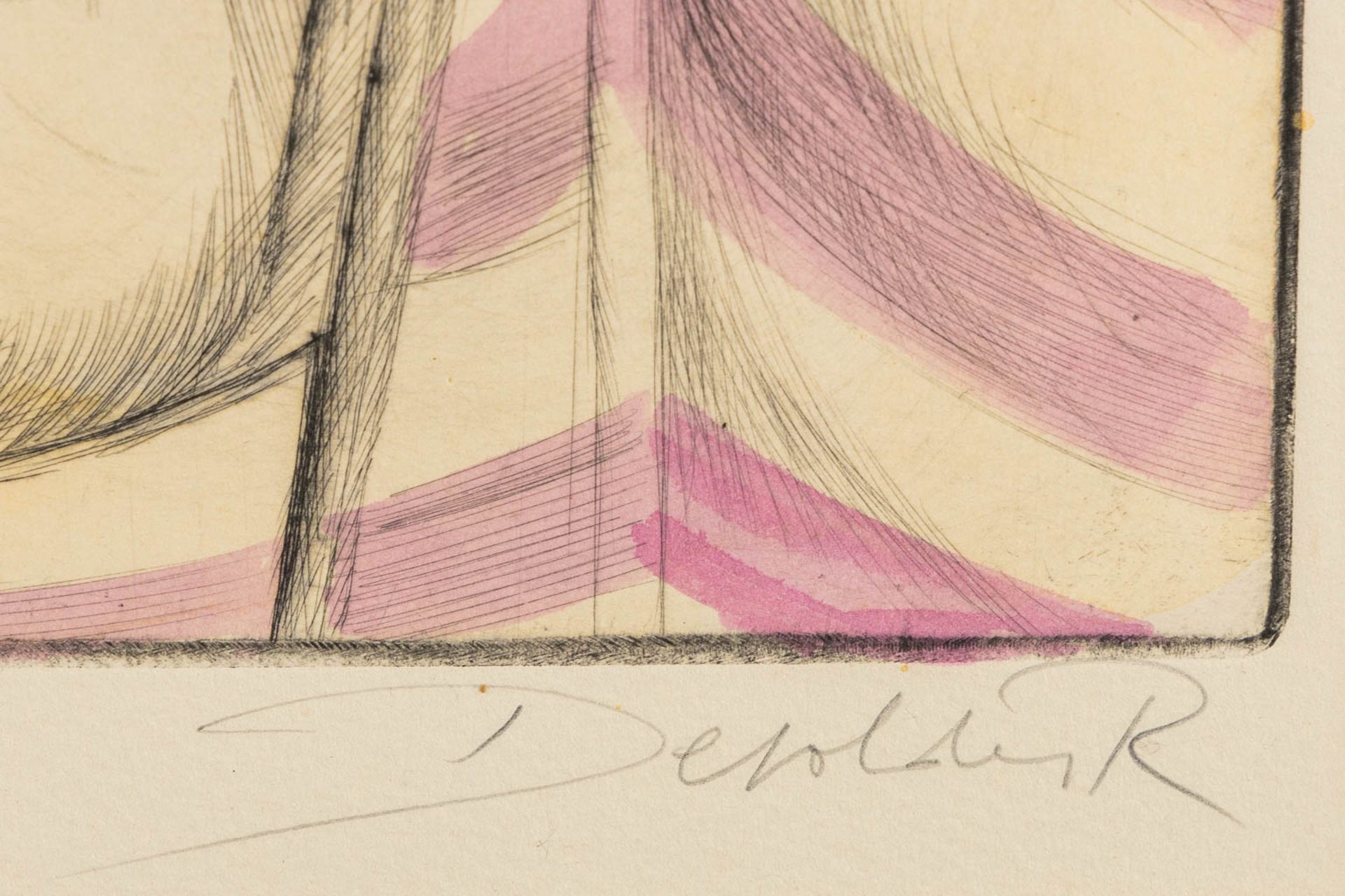 Roland DEVOLDER (1938) 'Drawing and a coloured etching'. (W:68 x H:47 cm) - Bild 7 aus 10