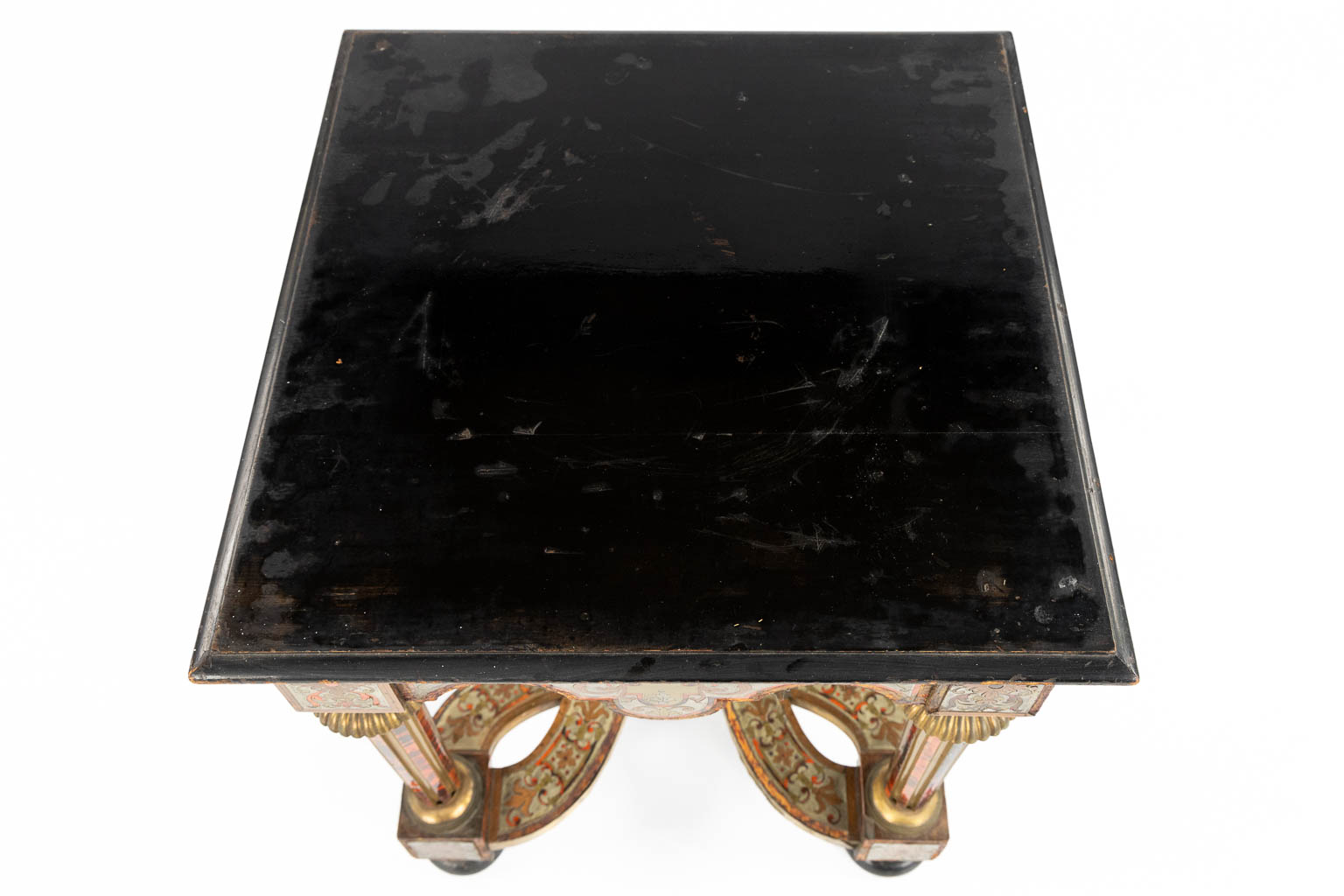 A Napoleon 3 style, Boulle and copper inlay side table, 20th C. (L:47 x W:47 x H:53 cm) - Image 12 of 12
