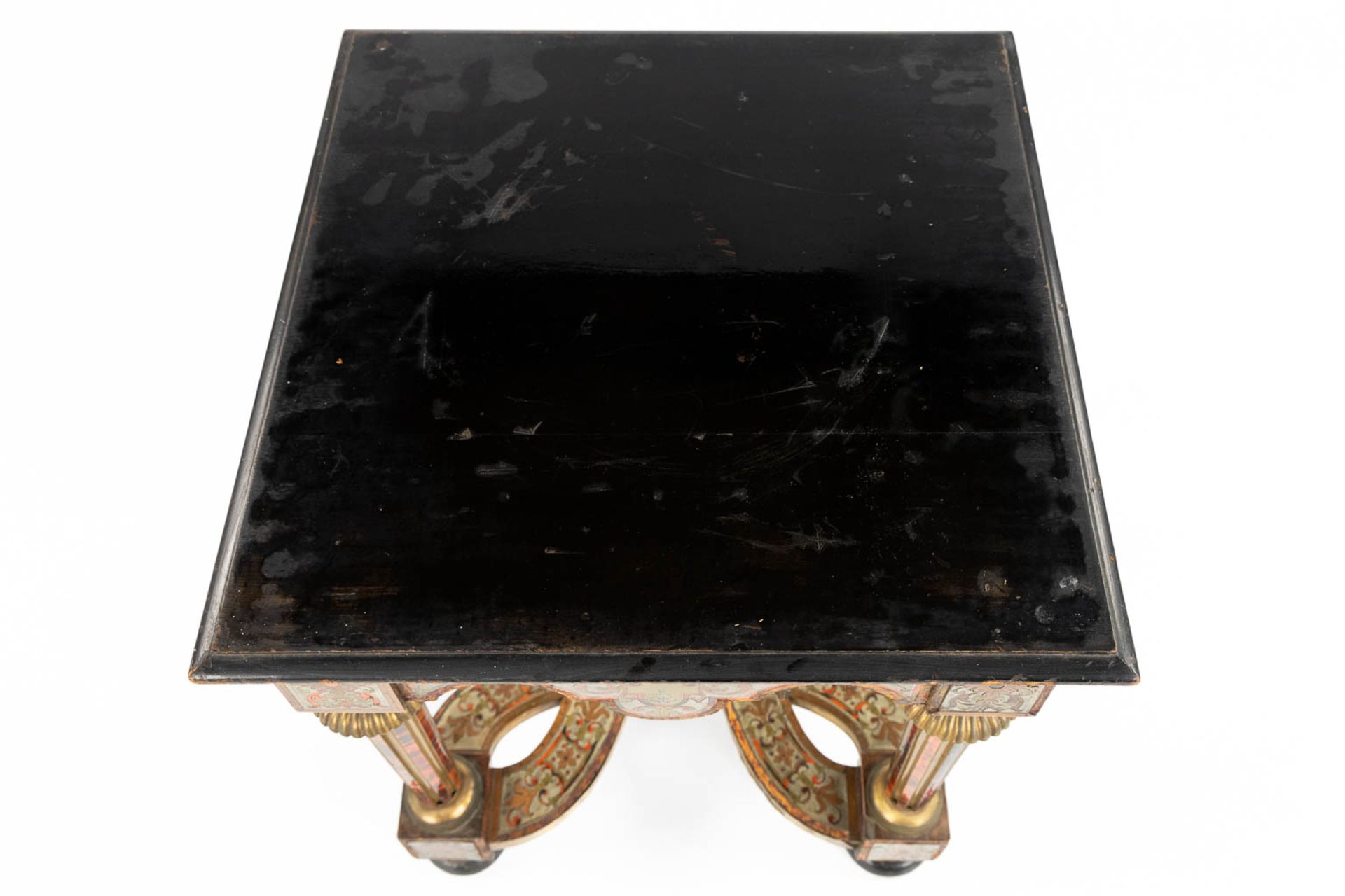 A Napoleon 3 style, Boulle and copper inlay side table, 20th C. (L:47 x W:47 x H:53 cm) - Bild 12 aus 12