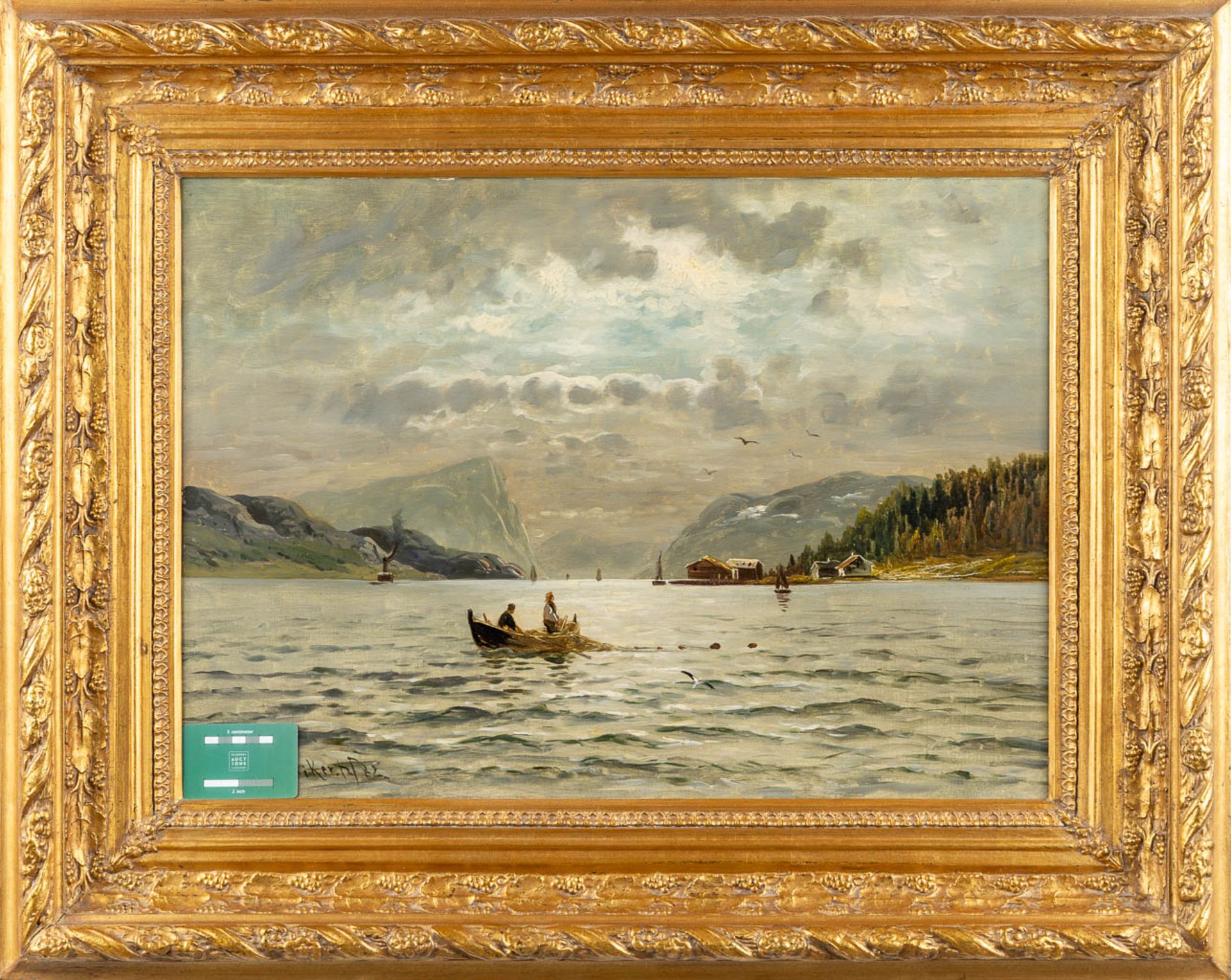 A decorative lake landscape, signed 'Siker' lower left. (W:66 x H:47,5 cm) - Bild 2 aus 6
