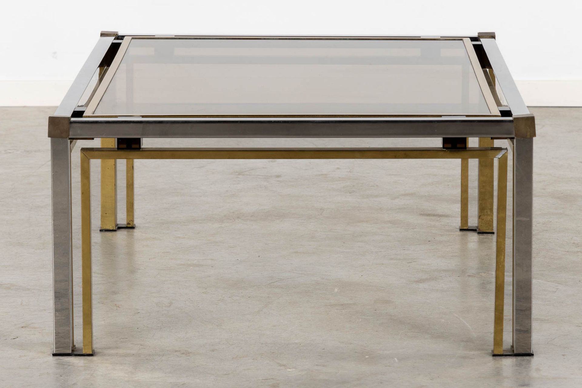 A coffee table, brass and glass. Dewulf Selection / Belgo Chrome. (L:60 x W:120 x H:50 cm) - Bild 5 aus 7