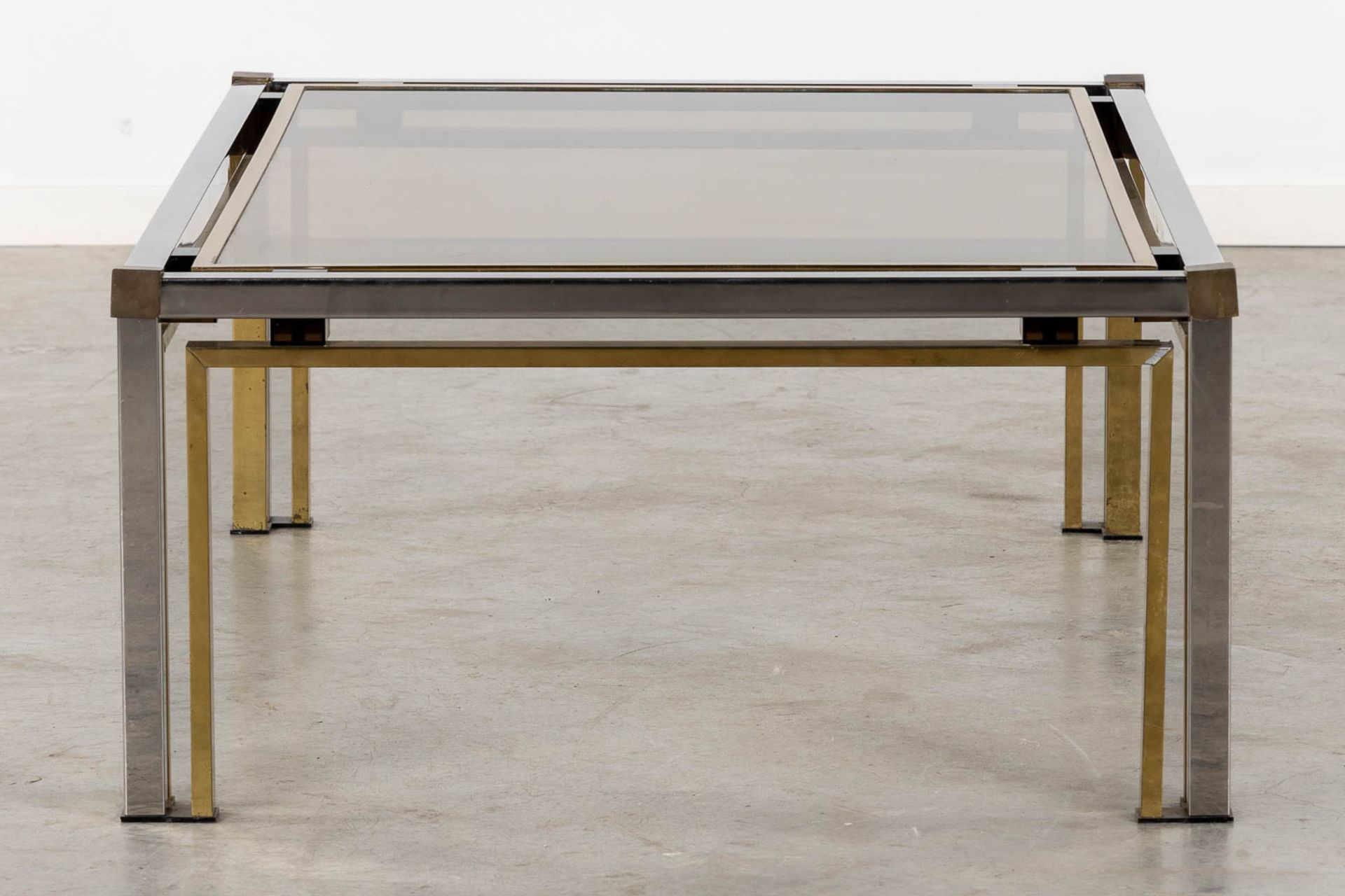 A coffee table, brass and glass. Dewulf Selection / Belgo Chrome. (L:60 x W:120 x H:50 cm) - Image 5 of 7