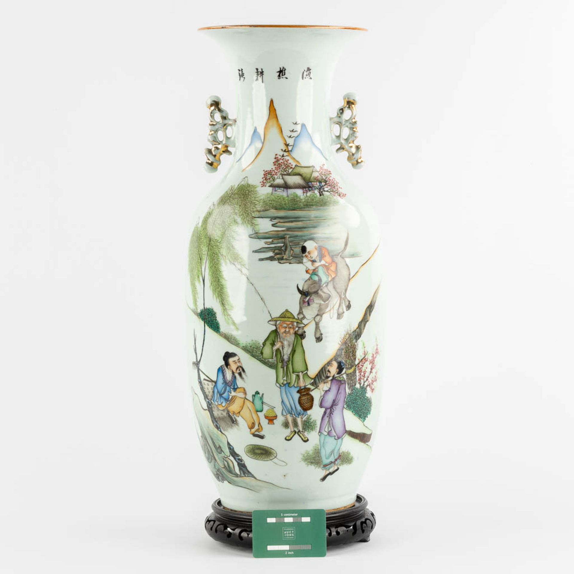 A Chinese vase decorated with a 'Buffalo and Fishermen'. (H:57 x D:24 cm) - Image 2 of 12