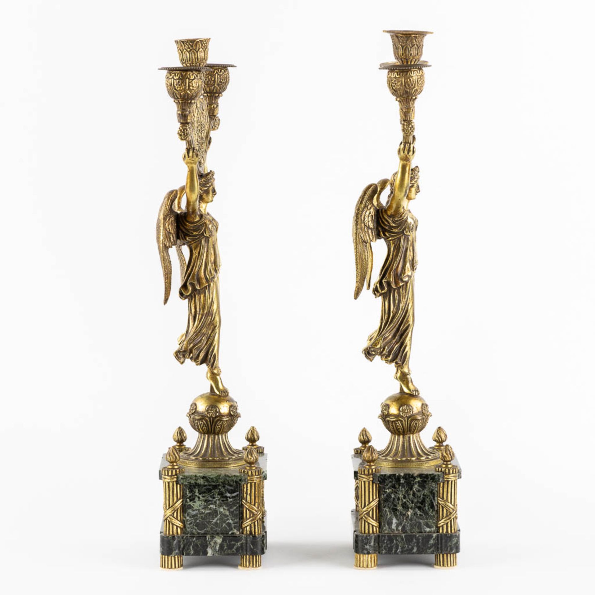 Two pairs of candelabra, bronze and cloisonné, Empire and Louis XVI style. (H:49 x D:26 cm) - Bild 11 aus 18