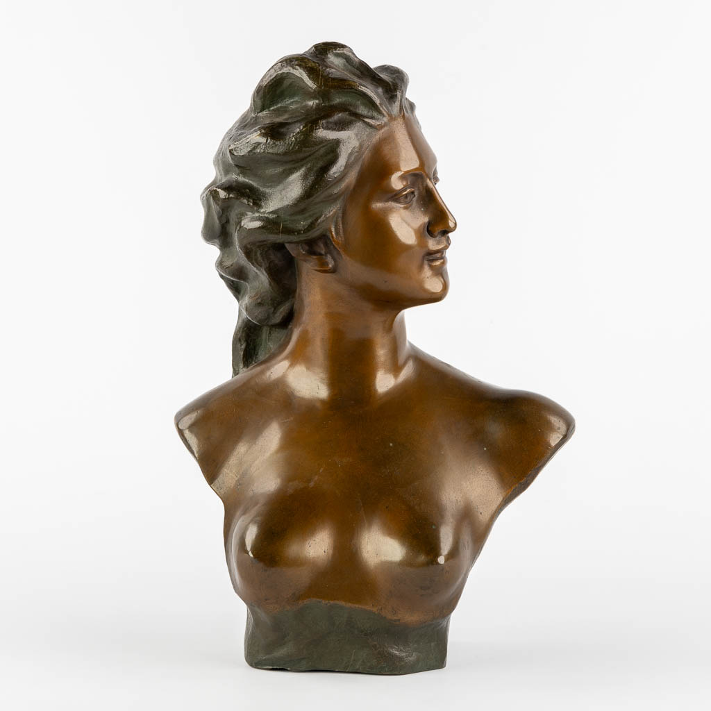 Jef LAMBEAUX (1852-1908) 'Bust Of a Young Lady'. (L:18 x W:28 x H:42,5 cm) - Image 7 of 9