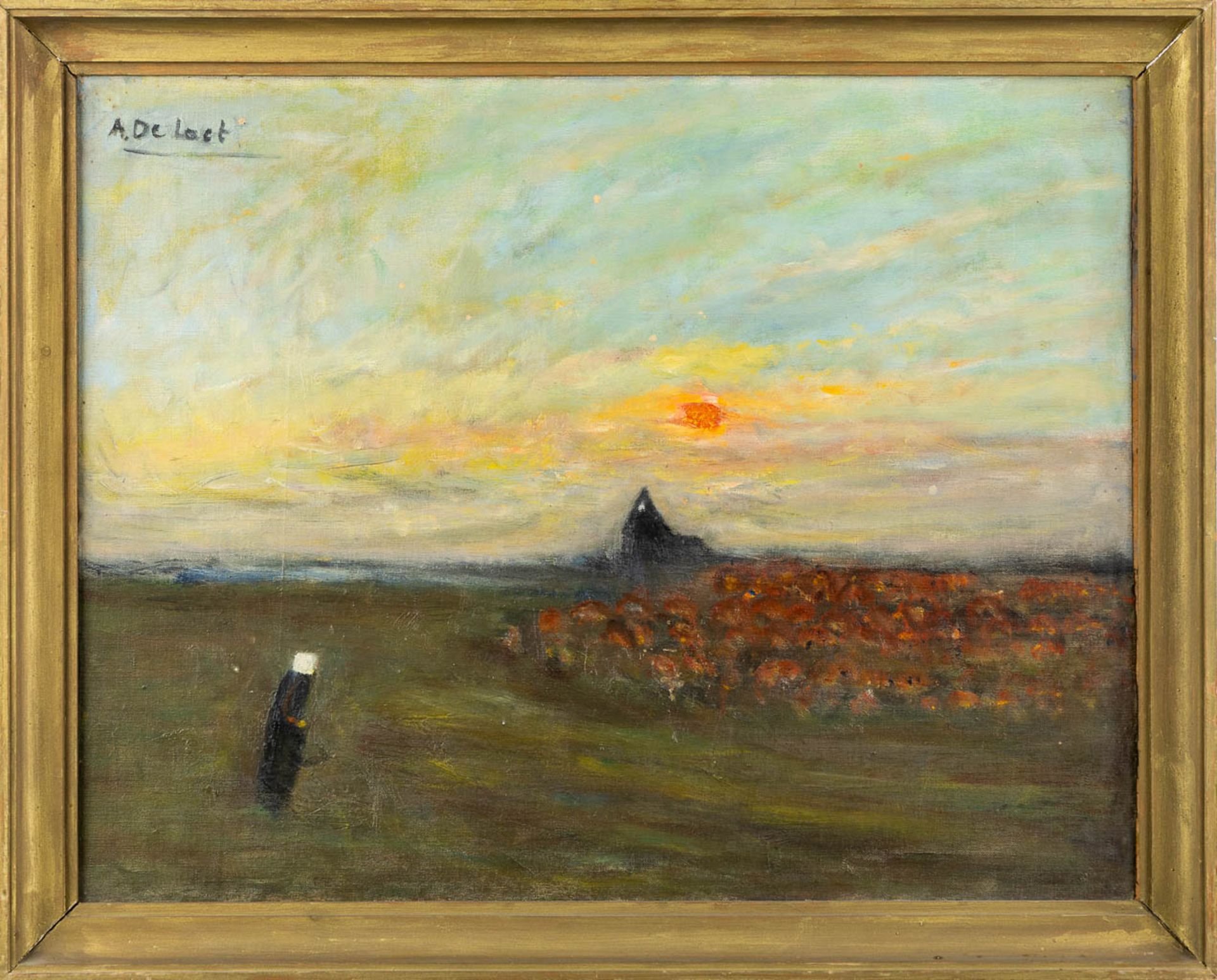 Aloïs DE LAET (1866-1949) 'Walking to the Church'. (W:67 x H:52,5 cm) - Image 3 of 11