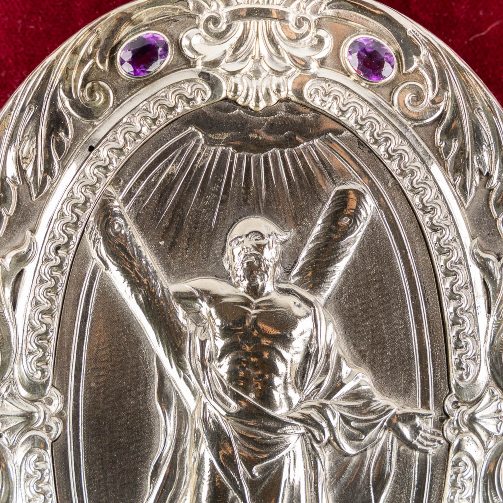 A plaque with an image of Saint Andrew, silver. 900/1000. (W:16 x H:19 cm) - Bild 4 aus 11