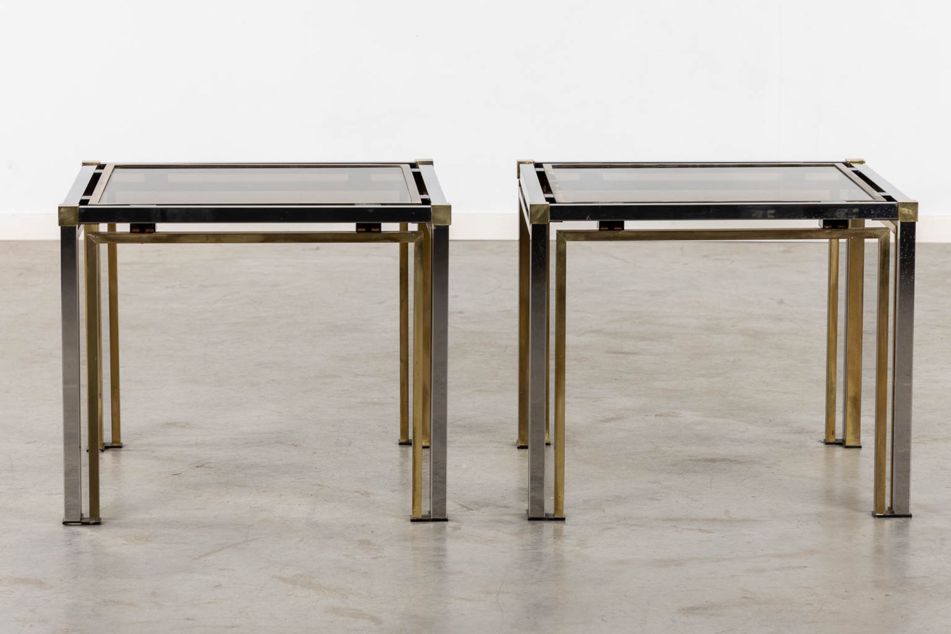 Four identical tables, brass and glass. Dewulf Selection / Belgo Chrome. (L:60 x W:60 x H:50 cm) - Image 10 of 12