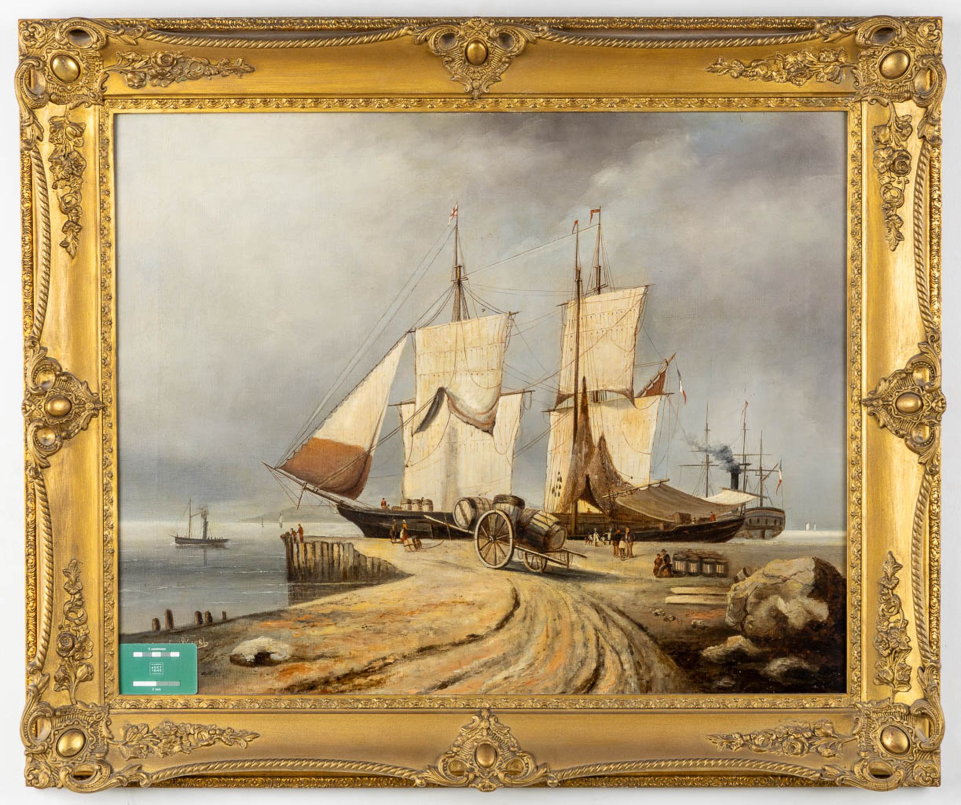 Emile SPILLIAERT (1858-1913) 'Ships at the dock' 1877. (W:80 x H:64 cm) - Image 2 of 7