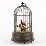 A brass bird-cage automata with two singing birds. (H:28 x D:16 cm)