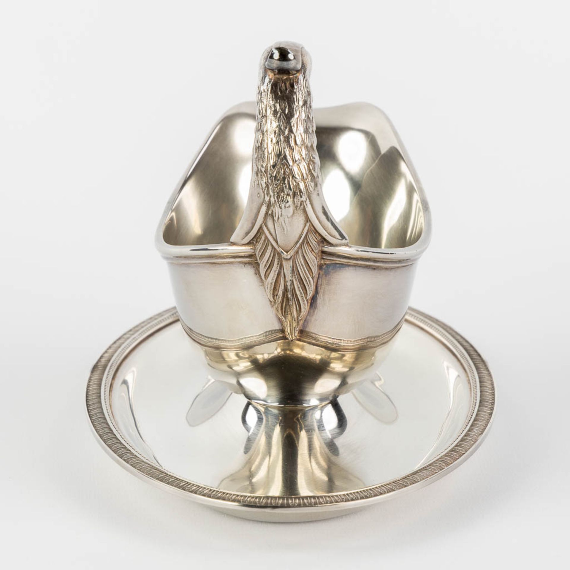 Christofle France 'Malmaison', a saucer with an eagle head. Silver-plated metal. (L:14 x W:22,5 x H: - Bild 4 aus 10