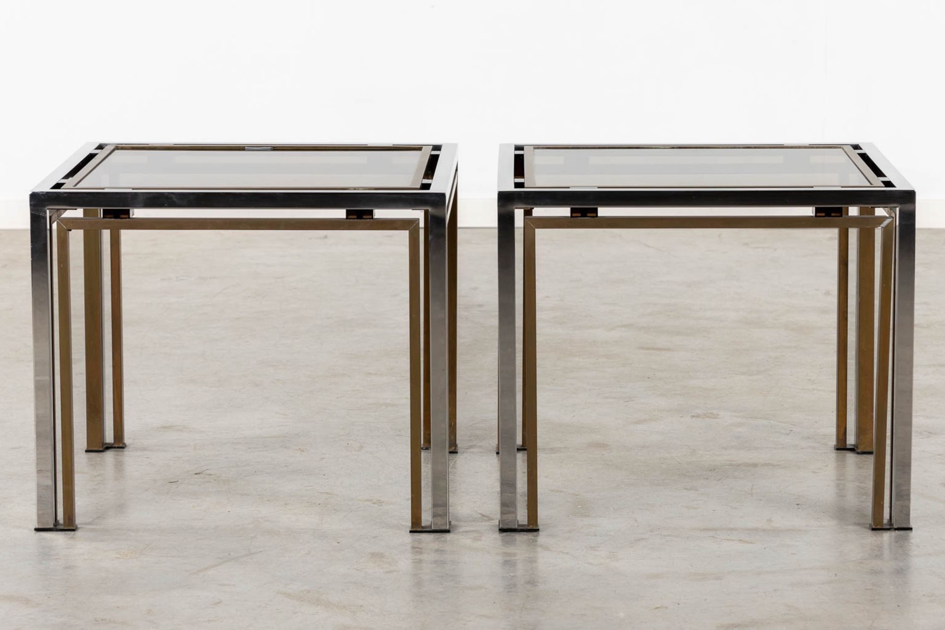 Four identical tables, brass and glass. Dewulf Selection / Belgo Chrome. (L:60 x W:60 x H:50 cm) - Image 5 of 12