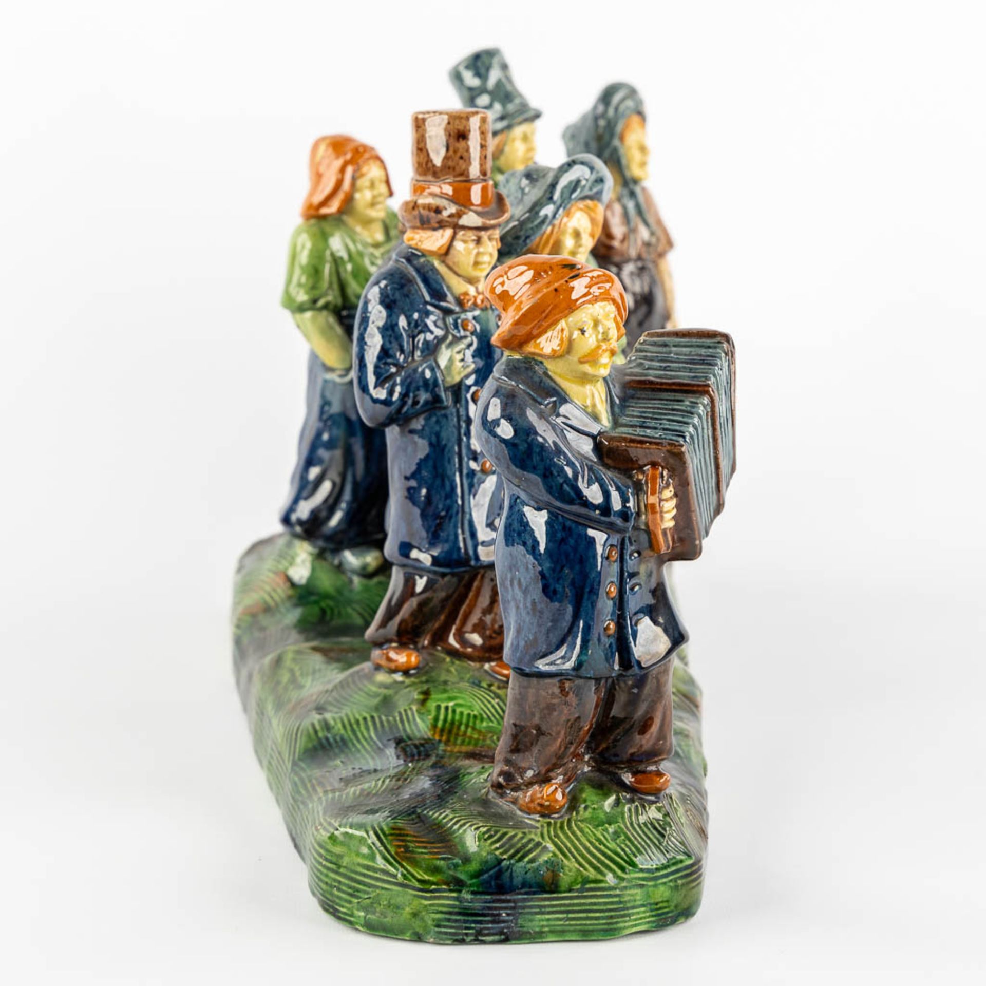 Flemish Pottery 'Bridal Parade', three pieces. Caessens, Kortrijk. Circa 1900. (L:19 x W:138 x H:25, - Image 11 of 22