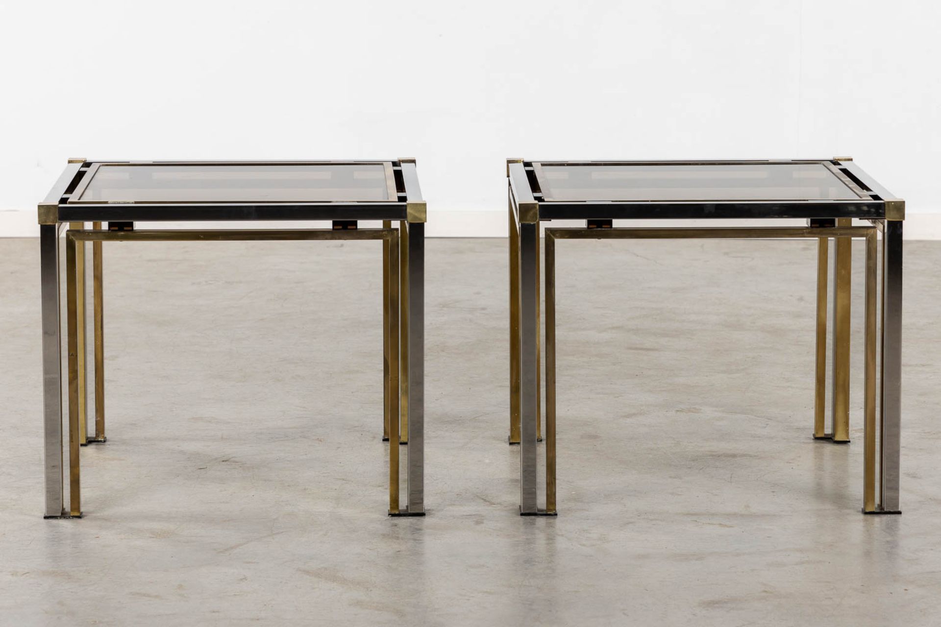 Four identical tables, brass and glass. Dewulf Selection / Belgo Chrome. (L:60 x W:60 x H:50 cm) - Image 9 of 12