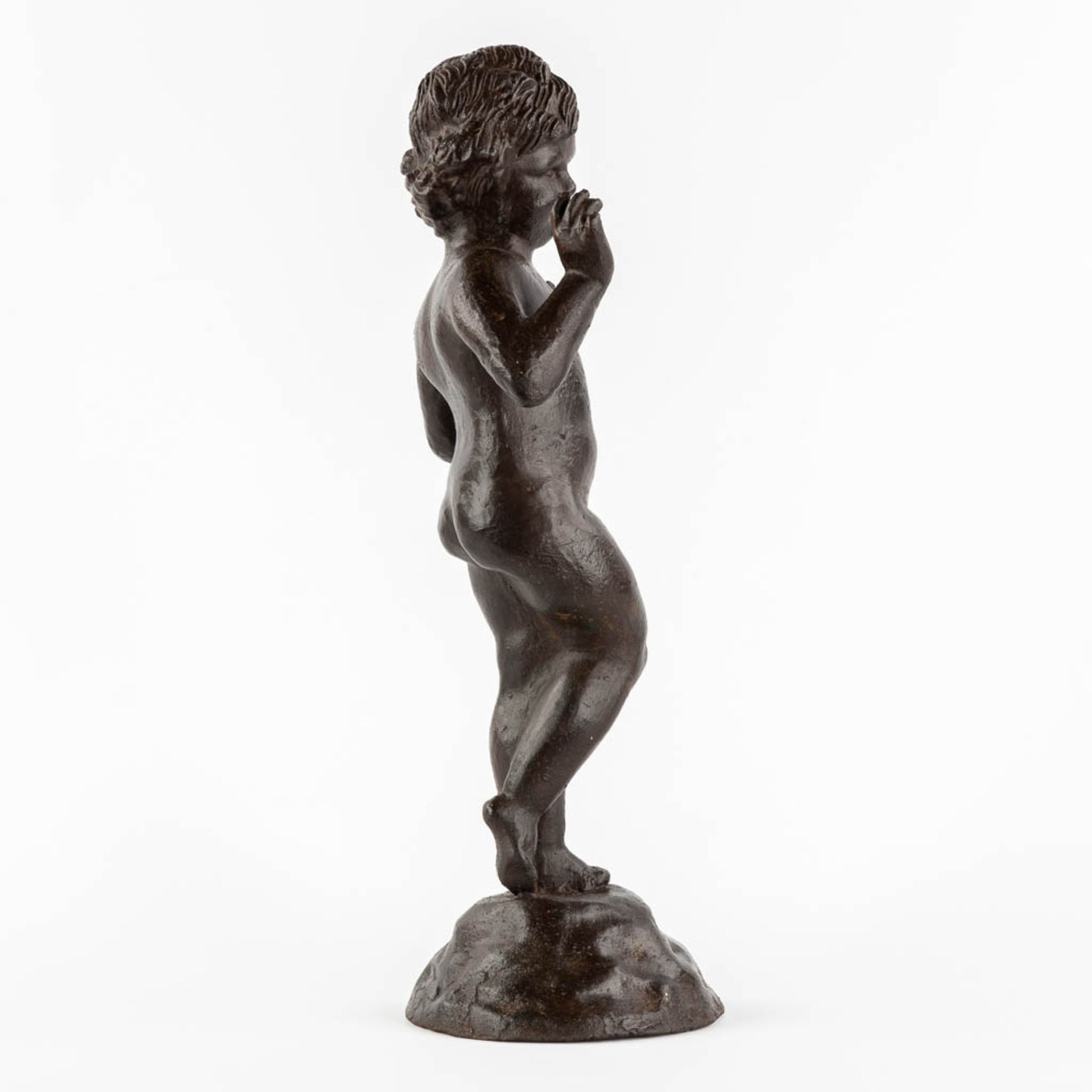 Figurine of a boy, cast-iron. (W:17 x H:53 cm) - Image 4 of 8