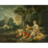 French School, After Francois Boucher, "Pensent-ils au raisin?" 19th C. (W:100 x H:79 cm)