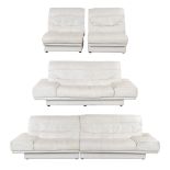 Rolf Benz, a large white leather salon suite. (L:88 x W:205 x H:86 cm)