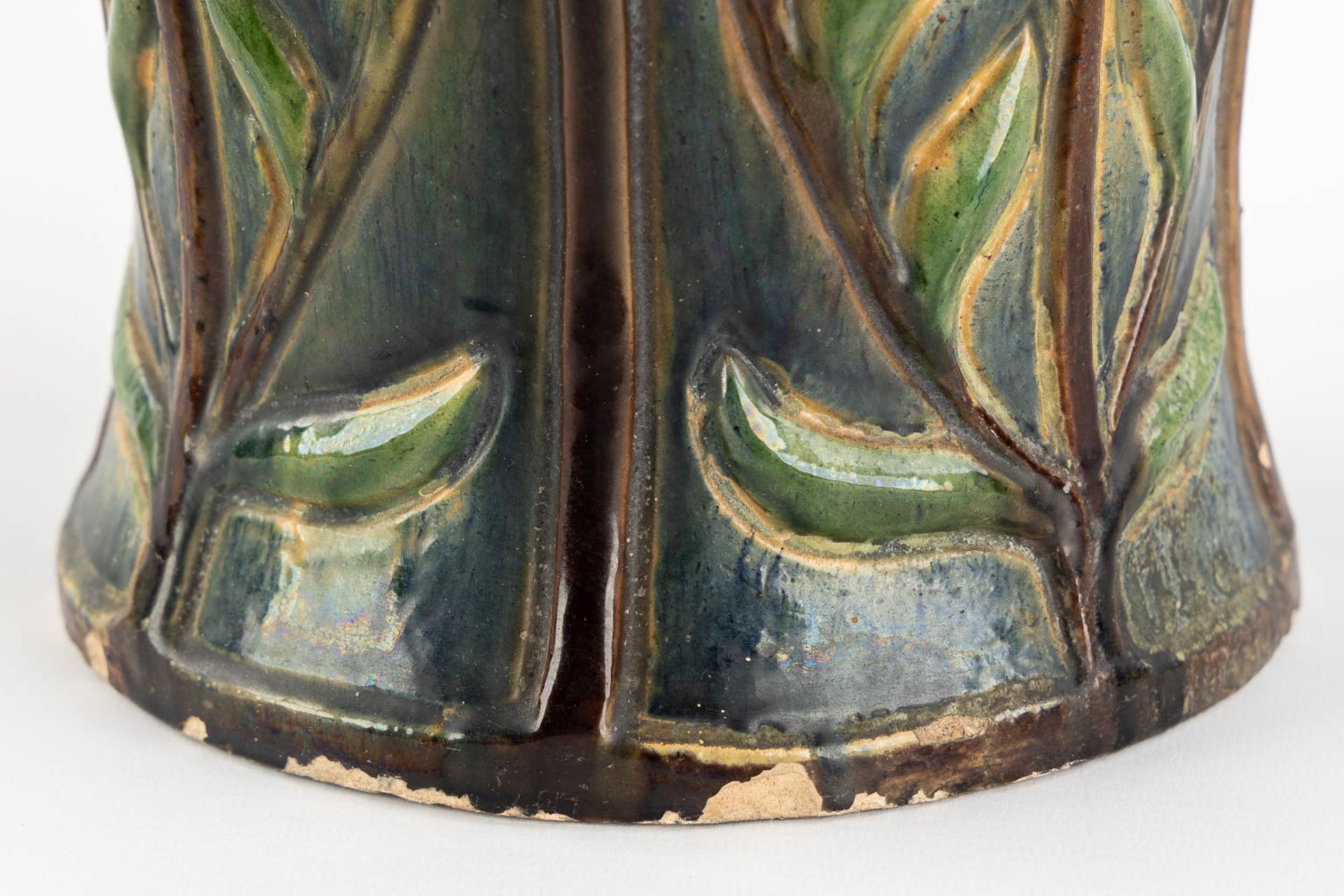 Flemish Earthenware, a large vase, Art Nouveau. (H:61,5 x D:22 cm) - Image 10 of 11