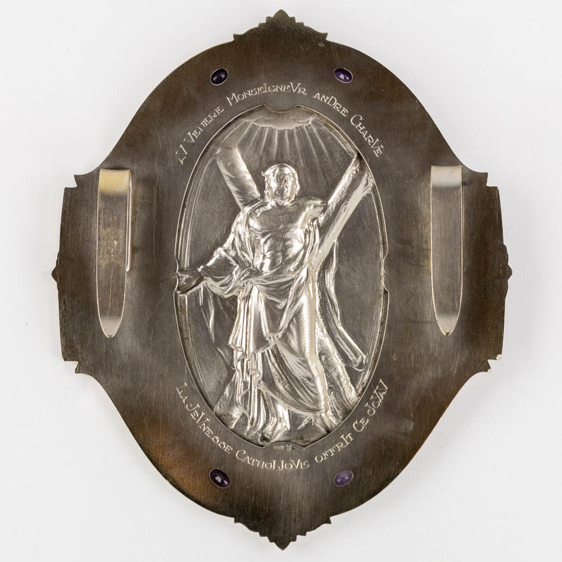 A plaque with an image of Saint Andrew, silver. 900/1000. (W:16 x H:19 cm) - Bild 8 aus 11