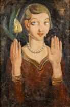 Theodore J. VERSCHAEREN (1874-1937) 'Portrait of a young lady'. (W:50 x H:75 cm)