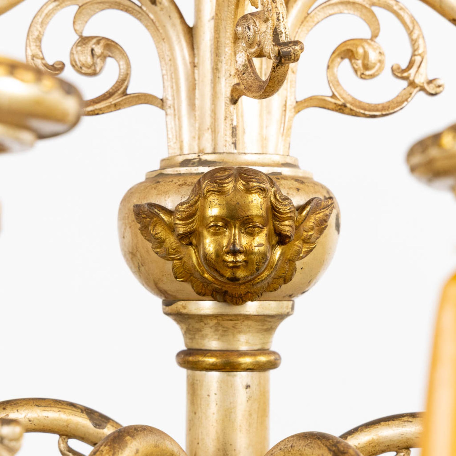 An impressive pair of candelabra, 15 candles, gold and silver-plated metal. (L:44 x W:60 x H:138 cm) - Bild 12 aus 12
