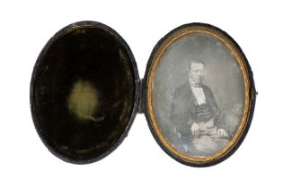 A Large Cased Oval Daguerreotype Portrait,