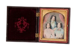 Daguerreotype, Half Portrait of 3 Young Ladies,