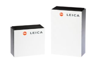 Two Leica Wooden Advertising Display Blocks,