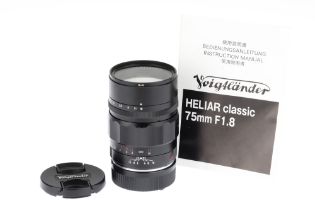 A Voigtlander Heliar Classic f/1.8 75mm Lens,