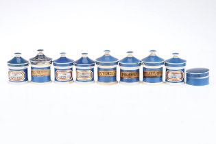 A Collection of Small Chemists Ceramic Apothecary Jars,