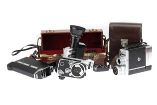 Two Bolex and a Bell & Howell Motion Picture Cameras