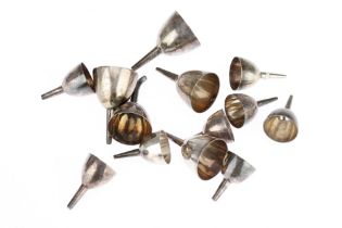 A Large Collection of small Silver & White Metal Funnels,