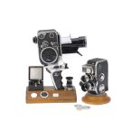 Two Paillard Bolex Double 8mm Motion Picture Cameras in Display Mounts,