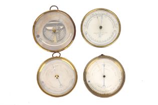 Collection of 3 Vidi-Type and 1 Bourdon Barometers,